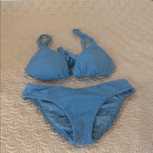 Luli Fama Textured Blue Bikini Set - Picture 1 of 7